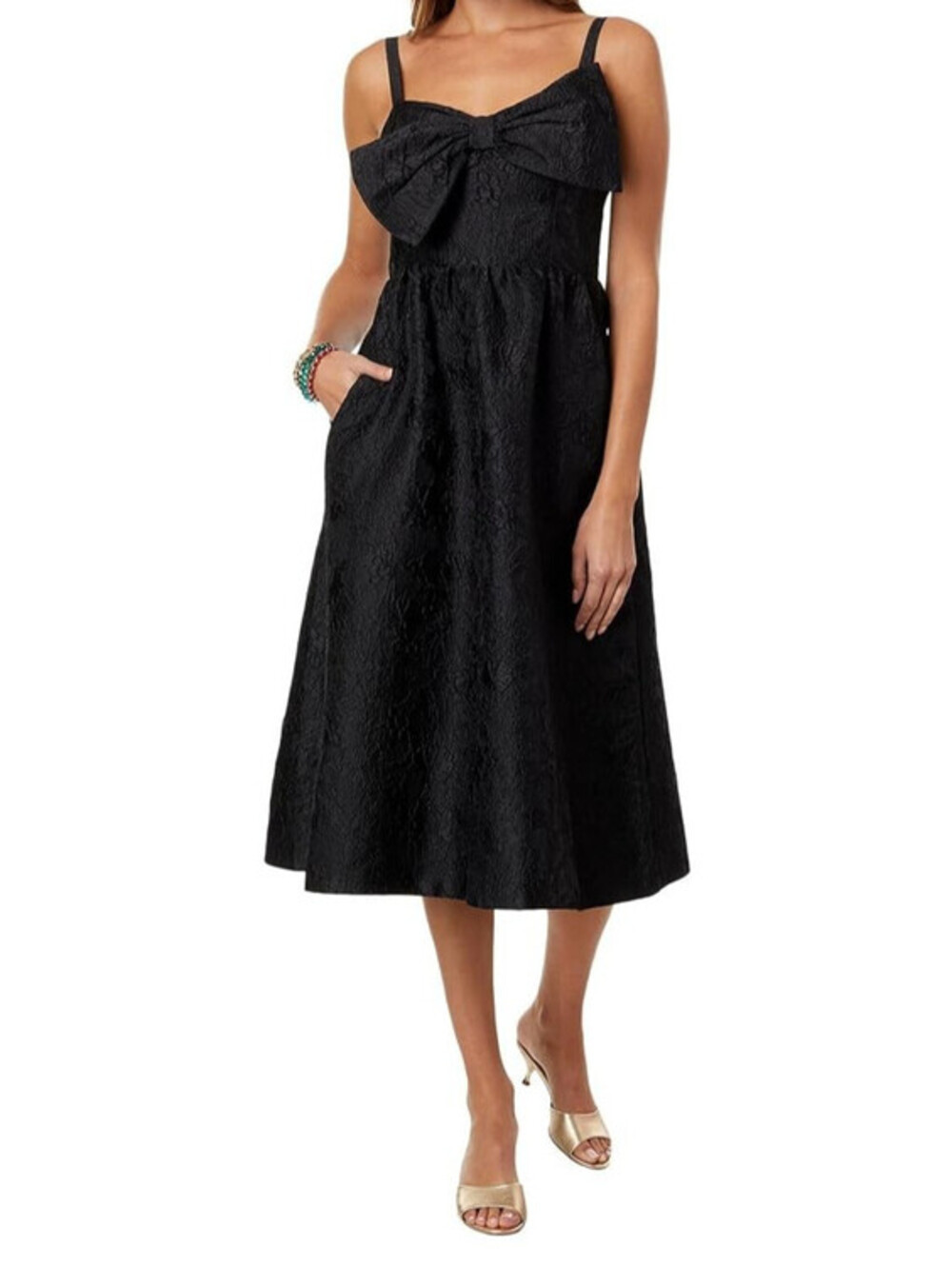 Lilly Pulitzer Ellara Jacquard Midi Bow Onyx Leaf an Impression Jacquard 10